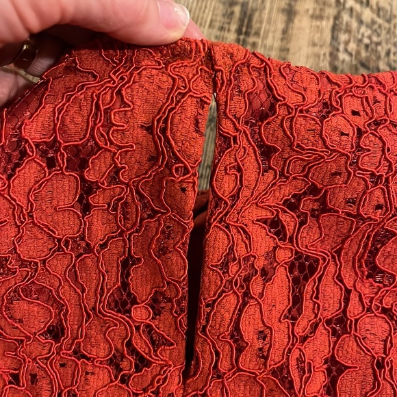 Zara Red Lace Short Sleeve Dress Size Medium - Picture 5 of 14